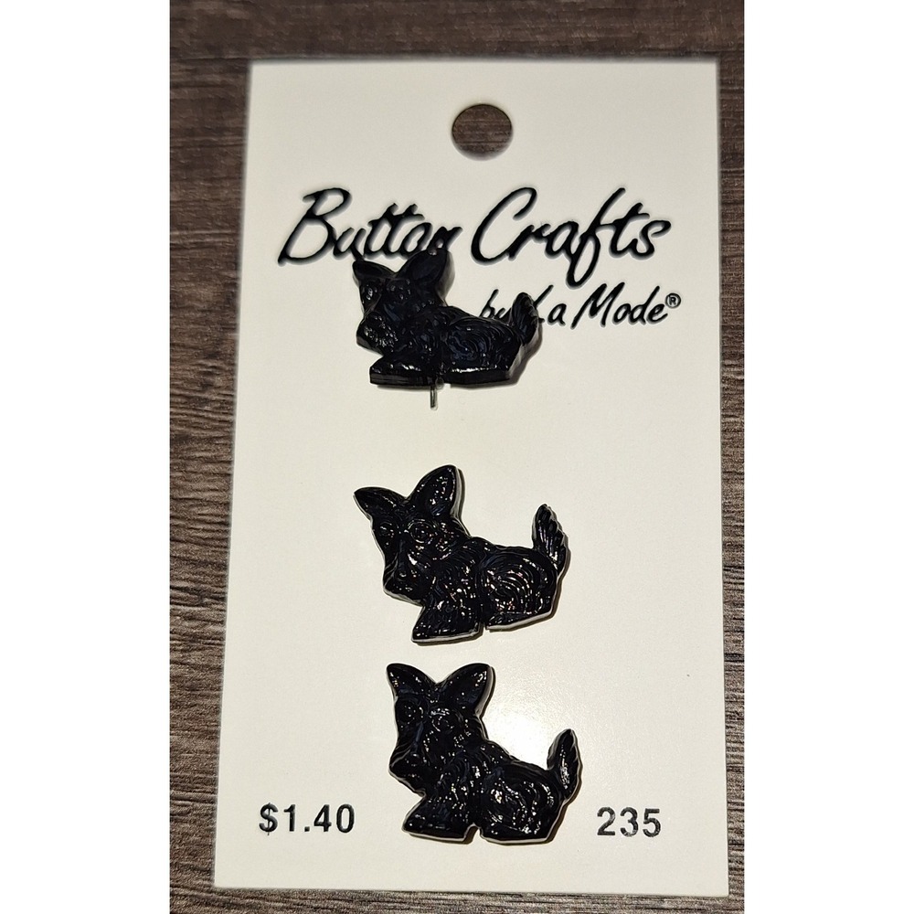 Button Crafts by La Mode‎ Black Scottie Dog Buttons 7/8 Inch 22mm 3 Count 235